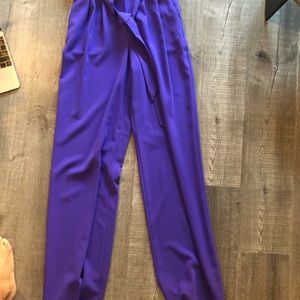 Alice + Olivia size 0 purple tie waist slacks